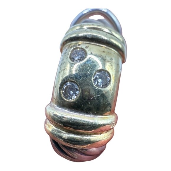 David Yurman Diamond, Gold & Silver Earrings - Picture 3 of 8